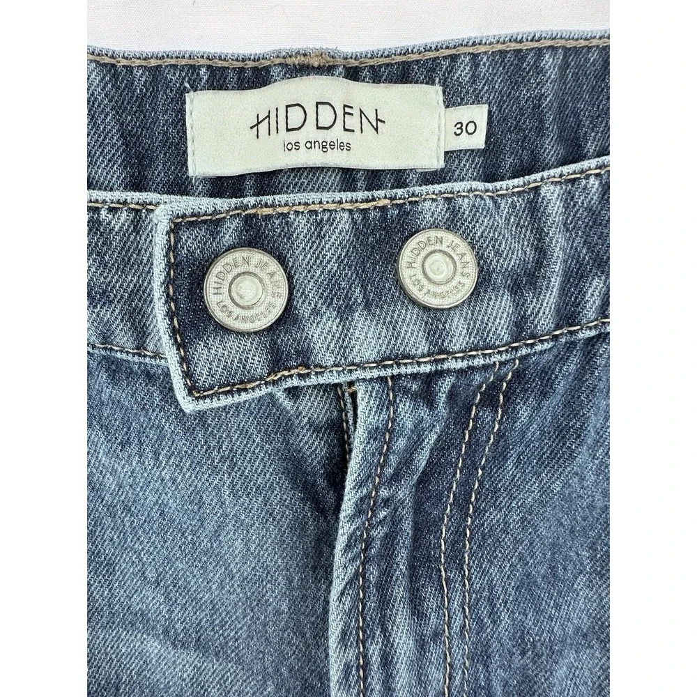 Women's HIDDEN Los Angeles‎ Wide Leg Jeans Denim Blue 30 Grunge Y2K 32 Inseam